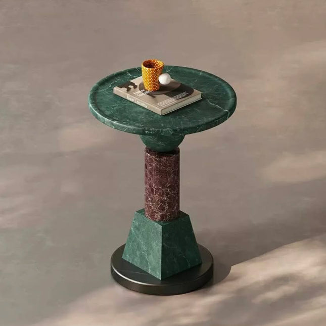 Light Luxury Marble Stone Side Table Hotel Restaurant Cafe Small Round Coffee Table Sofa Side Table For Living Room