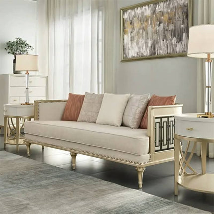 Luxury Modern French Style Sectional Sofa Set Reclining Hollow Carved Upholstered Fabric Living Room Couch For Villa Worshop