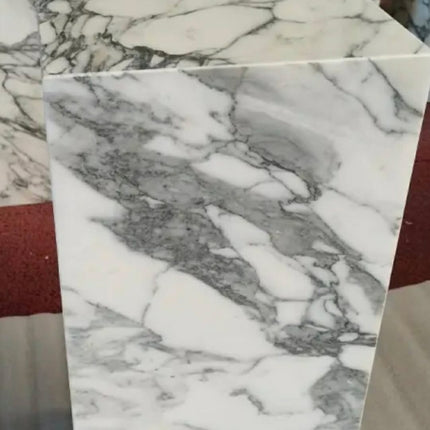 Living Room Natural White Marble Side Table Arabescato Marble Stone Plinth Table