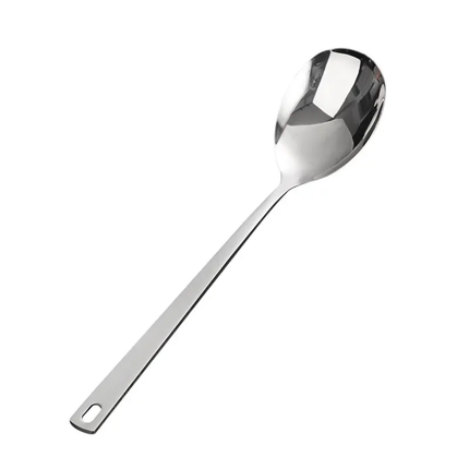 High Quality 304 Stainless Steel Long Handled Large Spoon Metal Public Filter Spoon For Party Hotel Buffet Use
