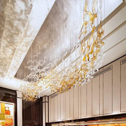Free Design Custom Chandelier Manufacturer Flexible Art Glass Fish Chandelier
