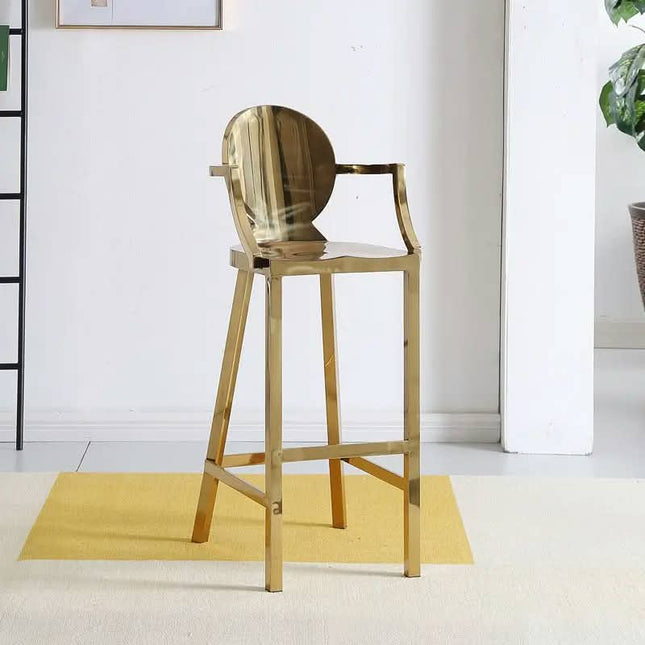 Gold Stainless Steel Adjustable Bar Stool Luxury Dining Chair for Hotel Restaurant Home Furniture Modern Design