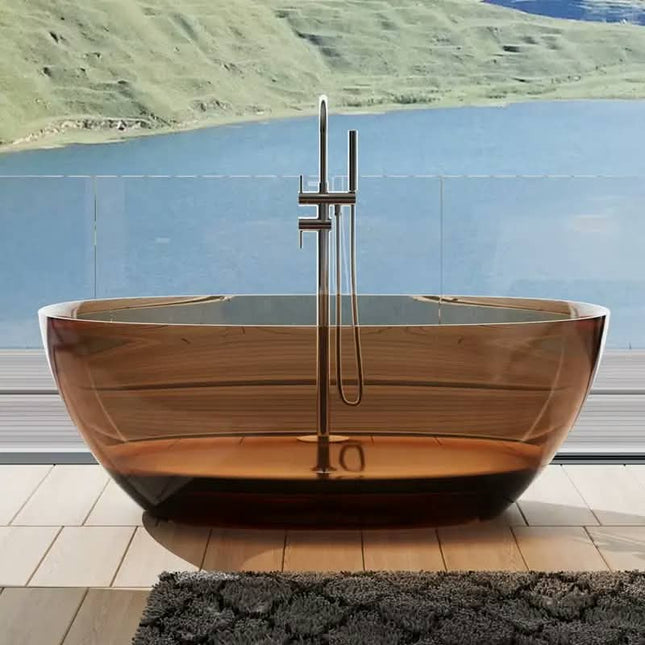 High Quality Transparent Bathtub Unique Design Freestanding Soaking Resin Clean Bathtub