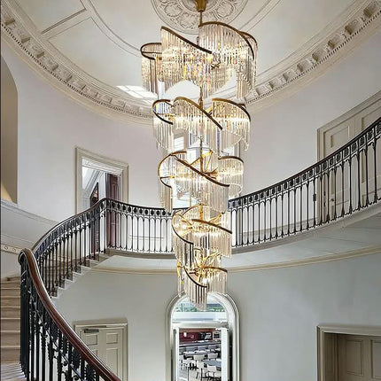 Custom Gold Crystal Exclusive Stair Custom Chandelier Modern Luxury Large Home Pendants