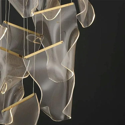 Modern Light Luxury Hanging Multiple Shapes Acrylic Custom Chandelier Hotel for Lobby Staircase