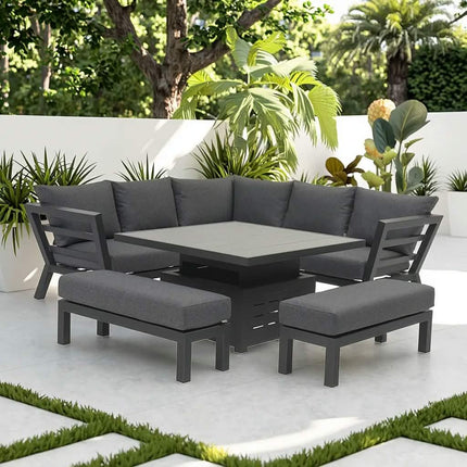 High End Hotel Patio Sofa Set Garden Sofa with Glass Lifting Table Outdoor Furniture Backyard Garden Set