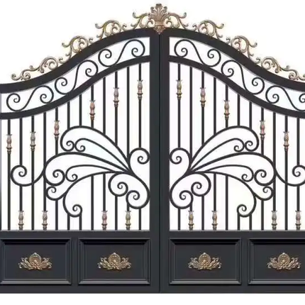 French Design Minimalist 30 Years Factory Custom Style Motor Automation Anti-Corrosion Durable Powder Coating Cast Iron Gate