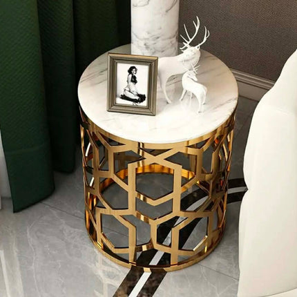 Round Design Gold Stainless Steel Side Table Hotel Furniture Small Round Table