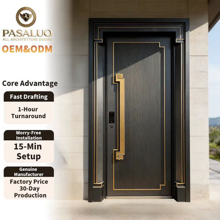 2026 OEM PSL Wholesale Luxury Iron Residential Home Villa Entrance Security Front Entry Exterior Doors For Houses