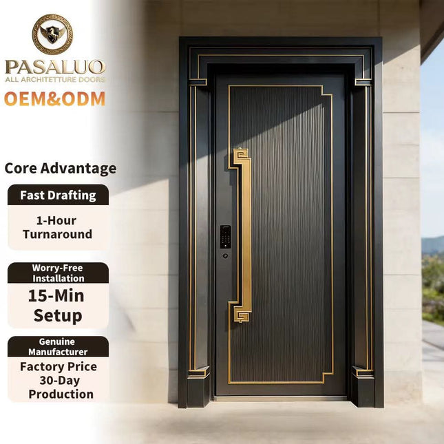 2026 OEM PSL Wholesale Luxury Iron Residential Home Villa Entrance Security Front Entry Exterior Doors For Houses