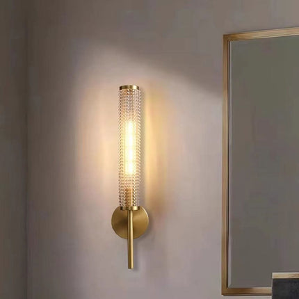 Modern Luxury Antique Brass Crystal Glass LED Wall Sconce Lamp Remote Control for Living Room Hotel Bathroom Indoor
