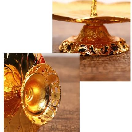 Nordic Style Double Layer Fruit Tray Creative Candy Rack Golden Cake Stand For Home