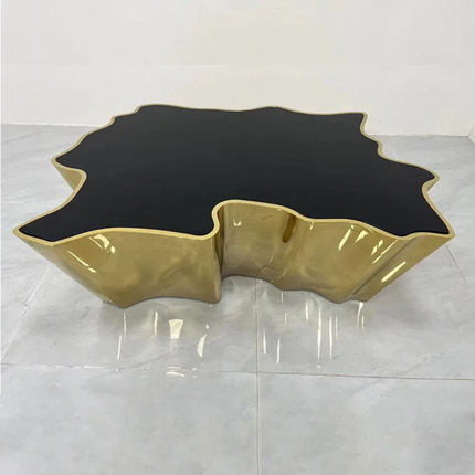 Italian light luxury tree root coffee table etched stainless steel living room furniture High-Low combination side table