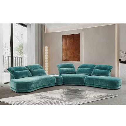 Roma Fabric Sofa Set Living Room Furniture Modern Boneless Sofa Couch Green Futon Velvet Soft Sofa
