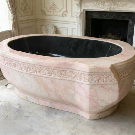 Freestanding River Stone Bathtub Marble Bathroom Black Natural Stone Bathtub