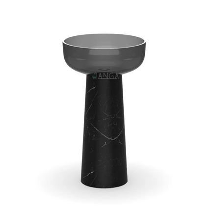 Gold Color Pedestal Basin Free Standing Sink Resin Stone Basin High-End Floor Standing Bathroom Lavatory Wash Basin