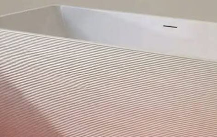 Gradient Pink Freestanding Bathtub with Vertical Stripes Modern Acrylic Soaking Tub for Bathroom
