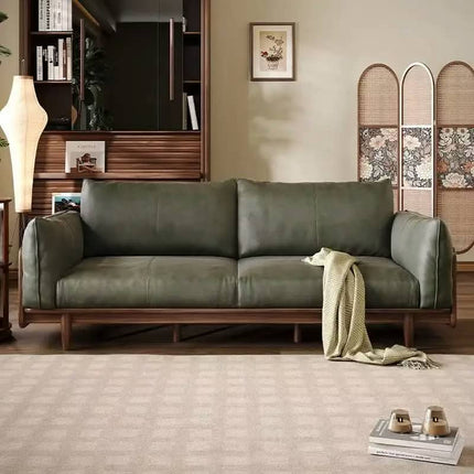 High Quality Living Room Sofa Italian Minamalist Light Luxury Design With Black Walnut Solid Wood Frame For Home Use