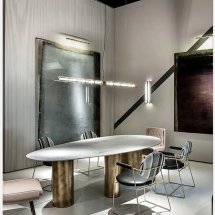 Modern Ceramic Dining Table Set with Metal Chair for Home or Hotel for Home Office Furniture