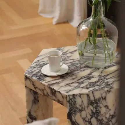 Calacatta Viola Marble Side Table Luxury Italian Polished End Table with 1 year Warranty for Villa & Hotel Living Room Decor