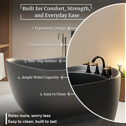 Exclusive OON Freestanding Black Matt Bathtub Acrylic Finish Modern Bathroom Tub Design
