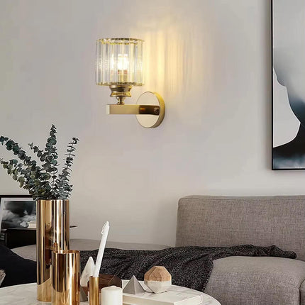 Modern Luxury Iron Crystal LED Wall Lamp With Golden Finish for Hotel Bedroom Home Decor