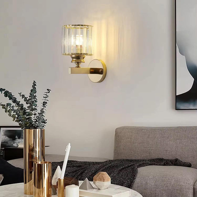 Modern Luxury Iron Crystal LED Wall Lamp With Golden Finish for Hotel Bedroom Home Decor
