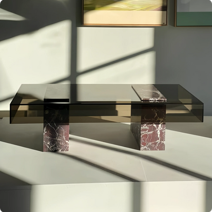 Modern living room tempered glass center table luxury marble base glass tea table glass coffee tables set living room base