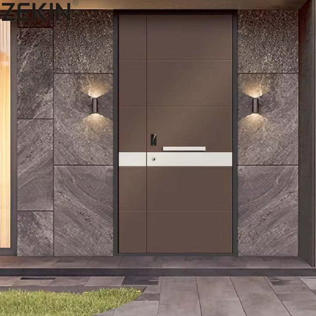 ZEKIN Security Door Modern Finished Hurricane Impact Aluminum Alloy Glass Entry Door With Windproof Windows For Houses