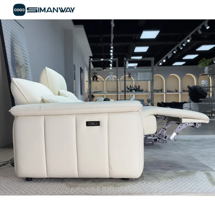 Contemporary Top-Grain Leather Triple-Cushion Power Reclining Sofa