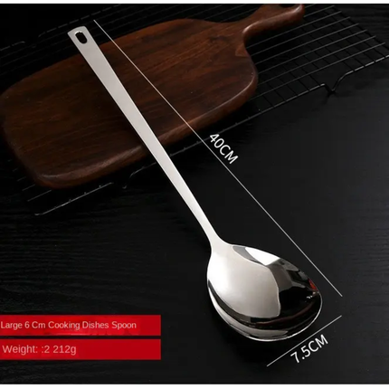 High Quality 304 Stainless Steel Long Handled Large Spoon Metal Public Filter Spoon For Party Hotel Buffet Use