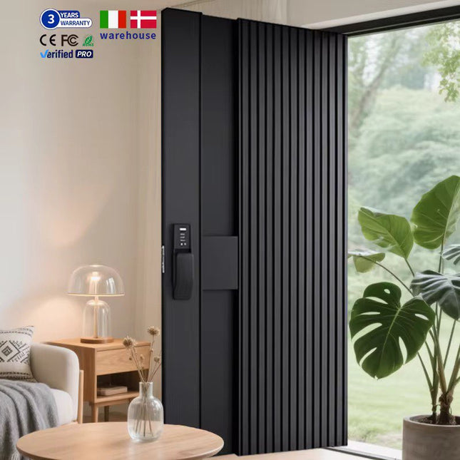 Modern Aluminum Security Steel Door With Smart Lock Exterior Front Entry Exterior Design Pivot Front Door