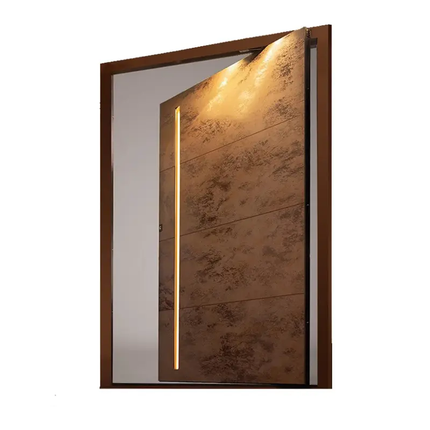 Custom Modern Waterproof Off-Center Side Opening Wood Door For Villa Entry Countryside Self-Built House Dashan J-01