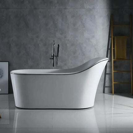 Exclusive White Glossy EVA Freestanding Bathtub Modern Bathroom Luxury Soaking Tub by Jabon Bagno OEM Supplier Factory Price