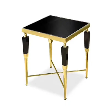 Royal Gold Side Table - Elegant Italian Design, Premium Stainless Steel with Black Marble Top