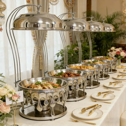 Hotel Cheffing Round Chafing Dish Hanging Buffet Food Warmer Wedding Serving Catering Luxury Chaffing Dishes Set For Restaurant
