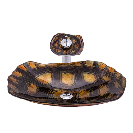 Turtle Shell Texture Pattern Face Wash Sink Washroom Vanity Small WashBasin China Glass Basins Bathroom Sinks