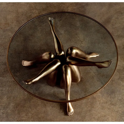 Made of FiberGlass Art Glass Coffee Table Furniture Living Room Unique Nordic Coffee Table Glass Top Golden Coffee Table For Hotel