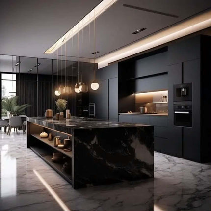 Glass Kitchen Island Sink Plywood Corner PVC Base Marble Waterproof Storage Tall Kitchen Cabinet For Villa