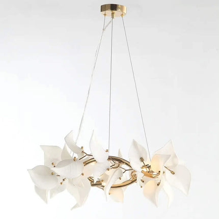 Modern Interior Decoration Hanging Chandelier Villas Living Rooms Restaurants Floral Design Gold-Plated Iron Pendant Light