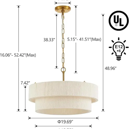 Hand Woven Rattan Boho Adjustable Pendant Light Energy Saving AC Compatible White Home Office Kitchen Island Dining Living Room