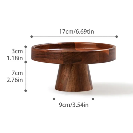 Acacia Wood Pedestal Cake Stand Home Living Room Pastry Tray Dessert Table Display Rack Solid Wood Elevated Fruit Plate