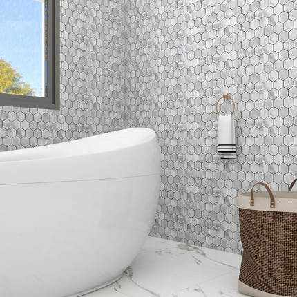 Luxury 300x300 Series Marble Wall Stone Patterns Hexagon Mosaic Tile