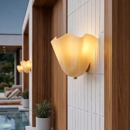 Modern Glass Wall Light Flower Shape Iron Decorative Wall Sconces LED Indoor Lighting Wall Light For Bedroom Living Room