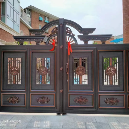 Aluminum Main Gate Designs of Retractable Gate for Security QG L1726 Sale Top Anti Style Industrial Government School Pattern