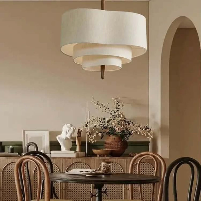 Japanese Wabi Sabi Pendant Light Fabric Art Vintage Beige Dining Room Hanging Lamp Light Fixture With E27/E26 Kitchen Island