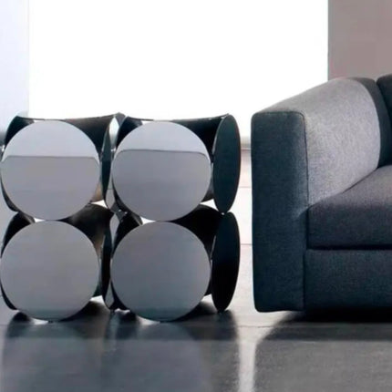 Modern Light Luxury Mirror Polished Stainless Steel Geometric Round Side Table One Piece Welded For Living Room Furniture Decor