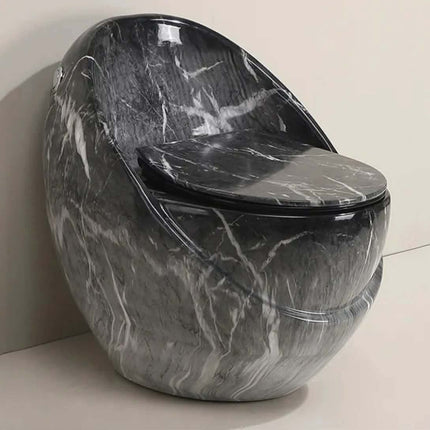 Luxury Black Marble Effect One-Piece Modern Toilet Seat with Sleek Curved Design