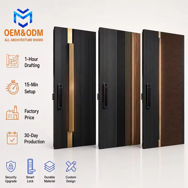 Custom Europe Residential Design Luxury Metal Stainless Steel Main Entrance Security Anti-Theft Doors