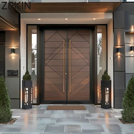ZEKIN Factory 3D Carving Main Entrance Doors Anti-Theft Heat Insulation House Exterior Cast Aluminum Front Entry Armored Doors